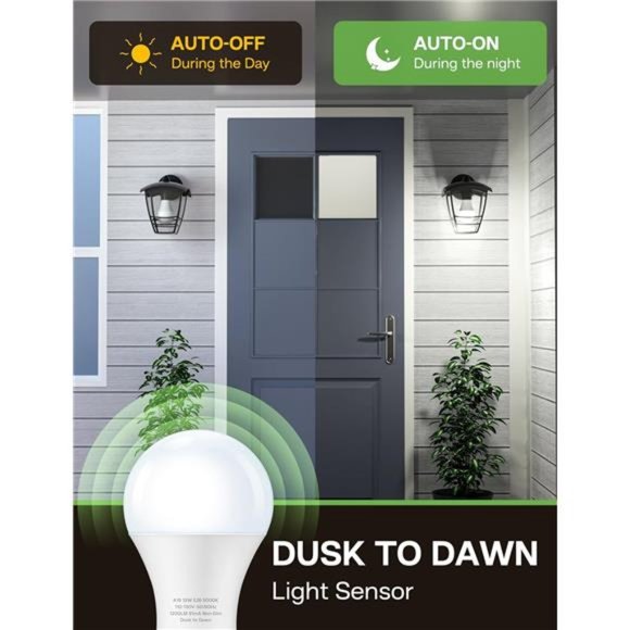 Dusk to Dawn Sensor LED Outdoor Light Bulb, Auto-On/Off Photocell Sensor f4 Pack - Picture 4 of 7